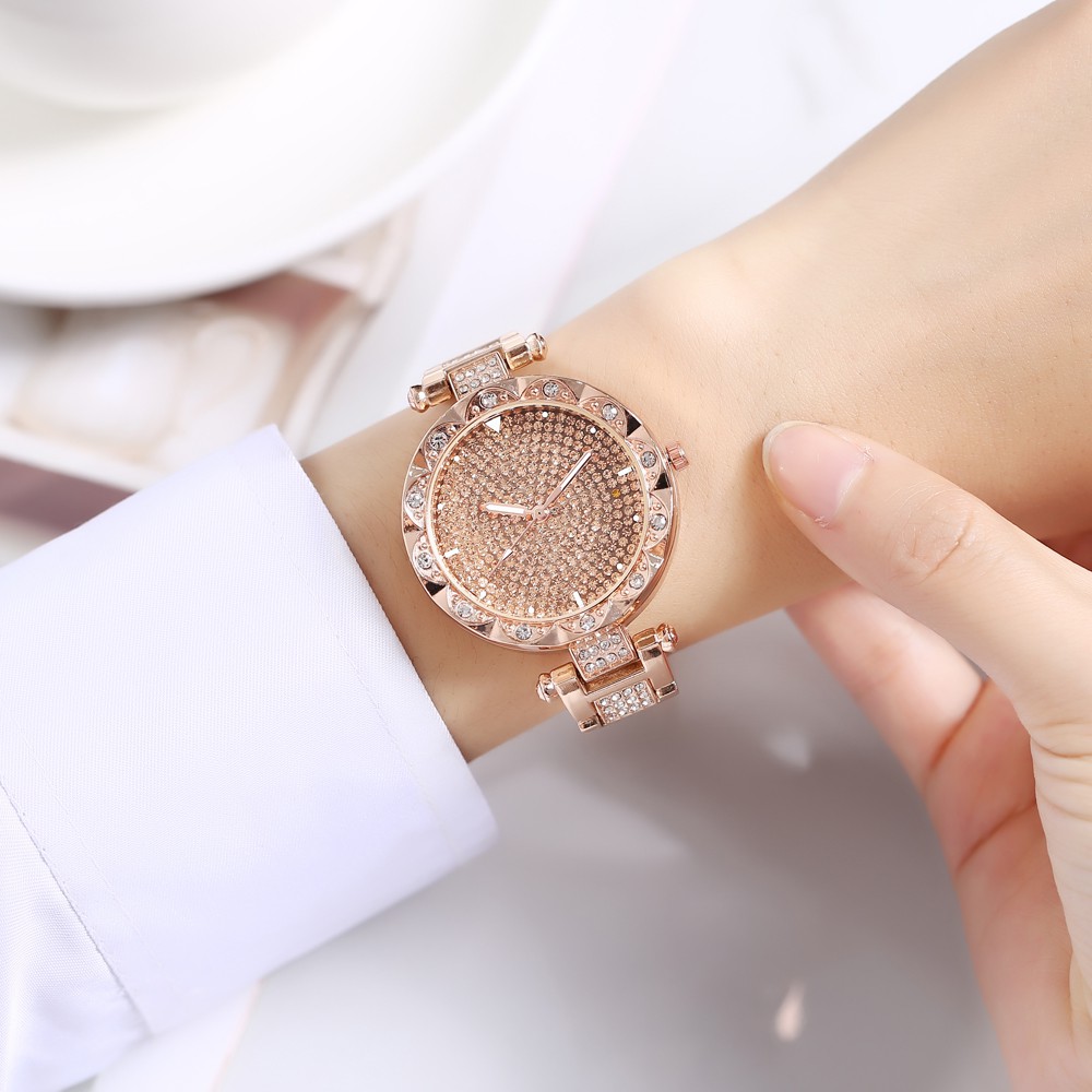 ✅COD Strip Baja Peledak Trend Fashion Wanita Starry Inlayed Watch Quartz G12