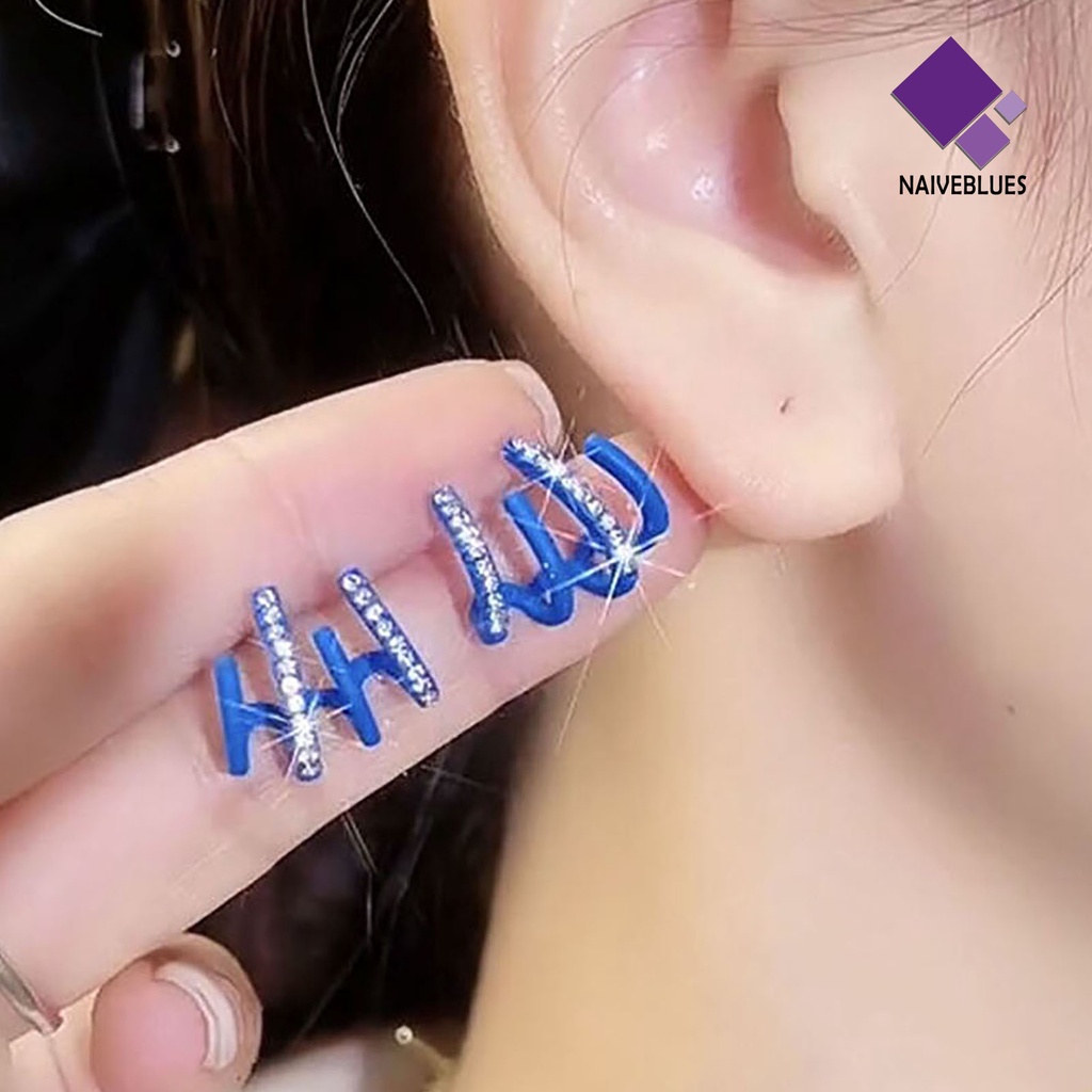 1 Pasang Anting Berlian Imitasi Bentuk U Untuk Wanita