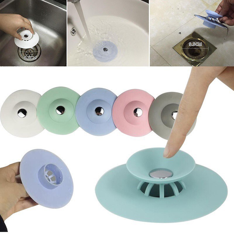 Penutup Lubang Saluran Air Kamar Mandi Dapur Saringan Wastafel Sink Bathtub Silicone Satu7an RT-25-PW