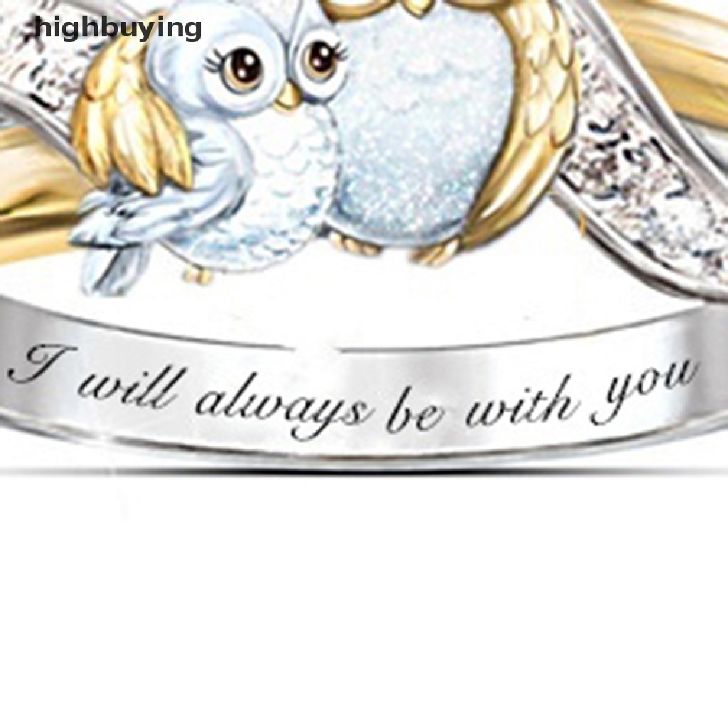 Hbid Cincin Motif Burung Hantu + Tulisan I Will Always Be With You Untuk Ibu + Anak