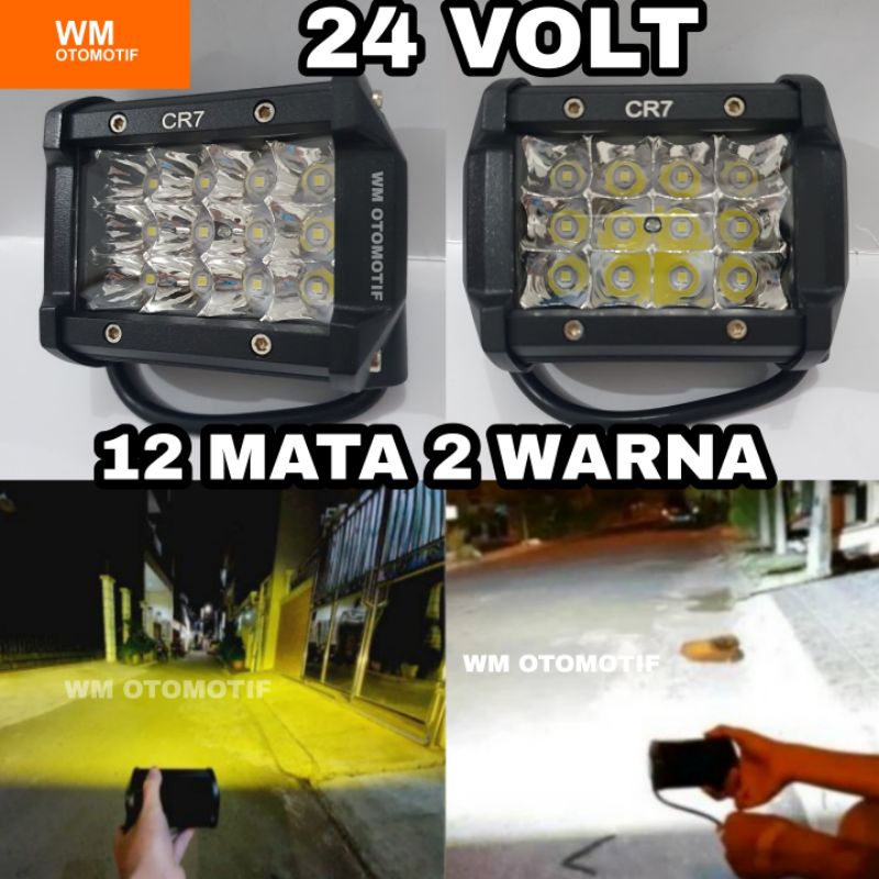 Lampu LED Tembak CWL 12 Mata 3 Susun 24 Volt Truk Bus Fuso Canter Tronton Truck Bis Bar Cree 2 Warna Putih Kuning Sorot Kabut Worklight Light Bar