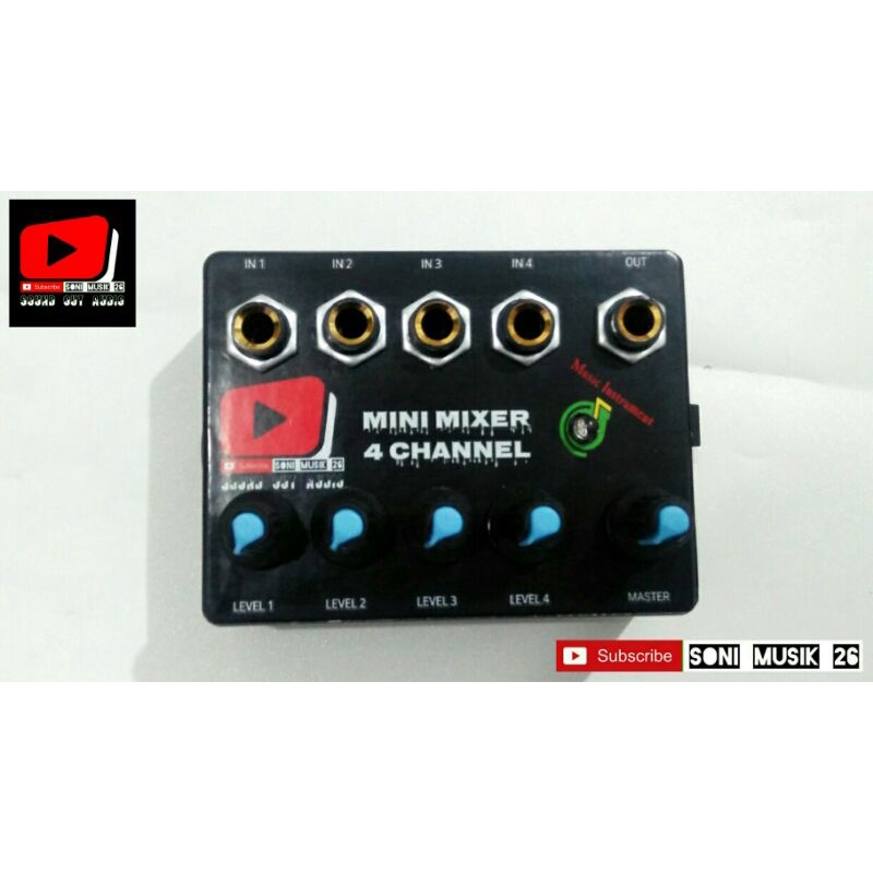 Mini Mixer 4 Channel 2 Output (Bisa Untuk Ke Soundcard V8) 9v