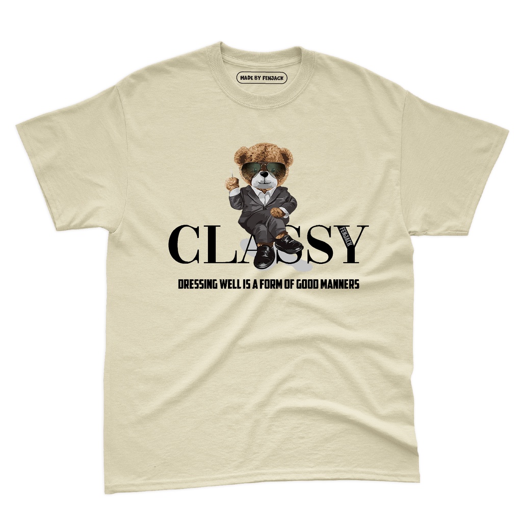 Aviotic Tshirt / Kaos Lengan Pendek CLASSY BEAR ( Sablon ) Unisex Pria &amp; Wanita