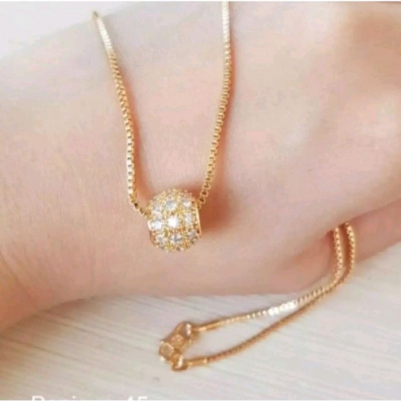 Kalung Dior Bola Full Mata Lapis Emas 24k
