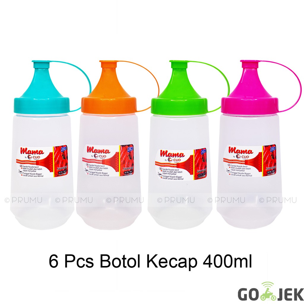 GO-JEK 6 Botol Kecap 400 ml - Botol Saos - Botol Mayonnaise - Squeeze