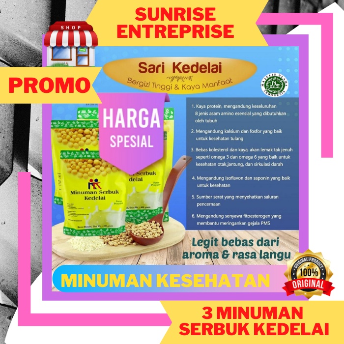 

MINUMAN SOYA SERBUK KACANG KEDELAI BERNUTRISI TINGGI HERBAL ALAMI