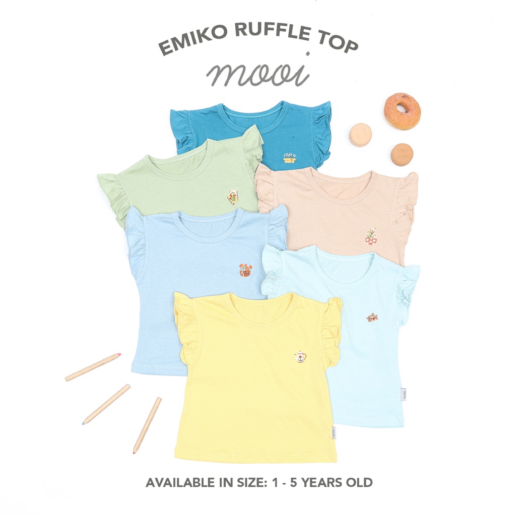 PROMO 7.7 PROMO BAJU LEBARAN MURAH MOOI EMIKO RUFFLE TOP ATASAN RUFFLE BAJU ANAK FASHION ANAK PEREMPUAN 1 - 5 TAHUN