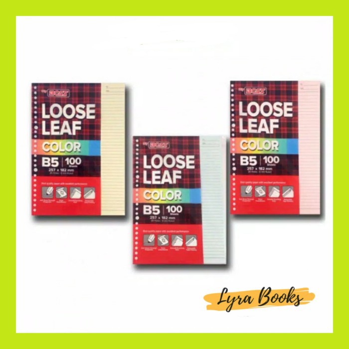

Unik Loose leaf B5 Warna - Kertas Binder Warna - 50 Lbr Murah
