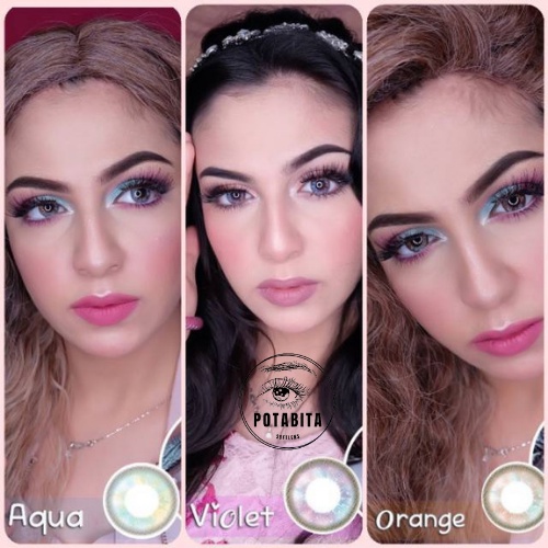 Softlens EOS Dunia Warna Aqua Orange Violet Minus Murah Original Korea Soflens