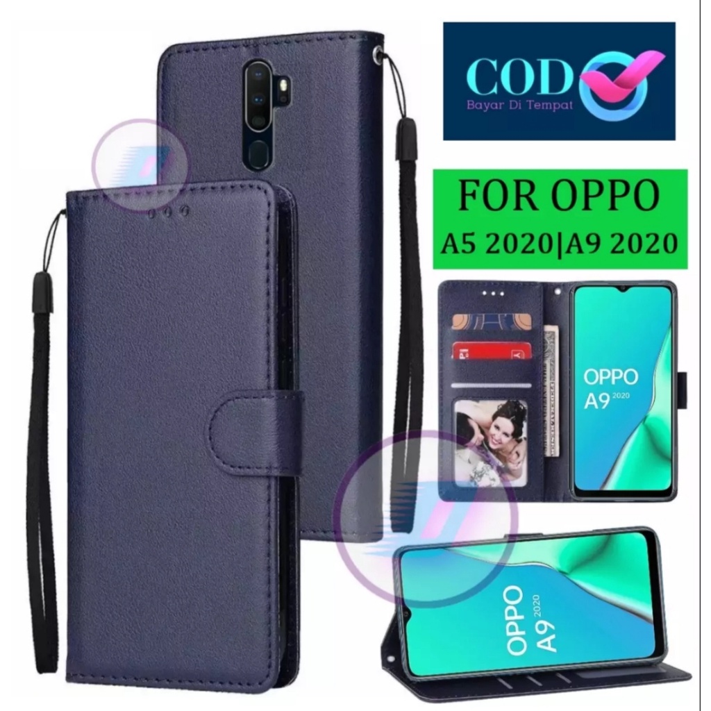 OPPO A5 2020/A9 2020 FLIP LEATHER CASE PREMIUM-FLIP WALLET CASE KULIT