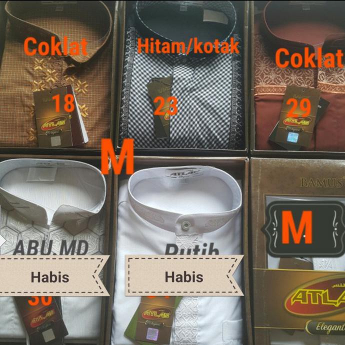 READY-STORE BAJU KOKO ATLAS ELEGANT LENGAN PANJANG - HITAM KOTAK, L