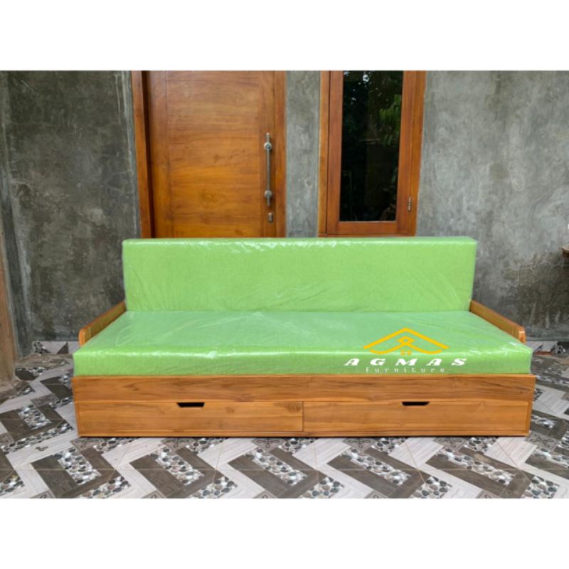 sofa bed minimalis kayu jati solid berkualitas, kursi sofa minimalis