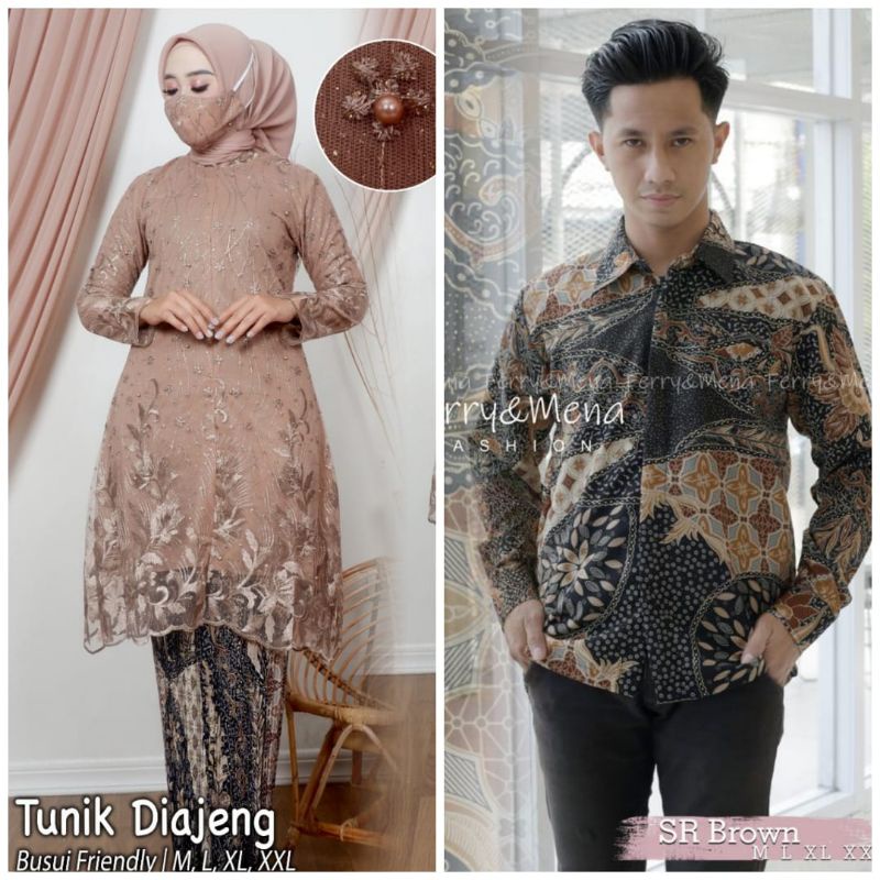 set kebaya BUSUI_ couple brokat tulle/ couple tunik tulle/ kebaya moder n