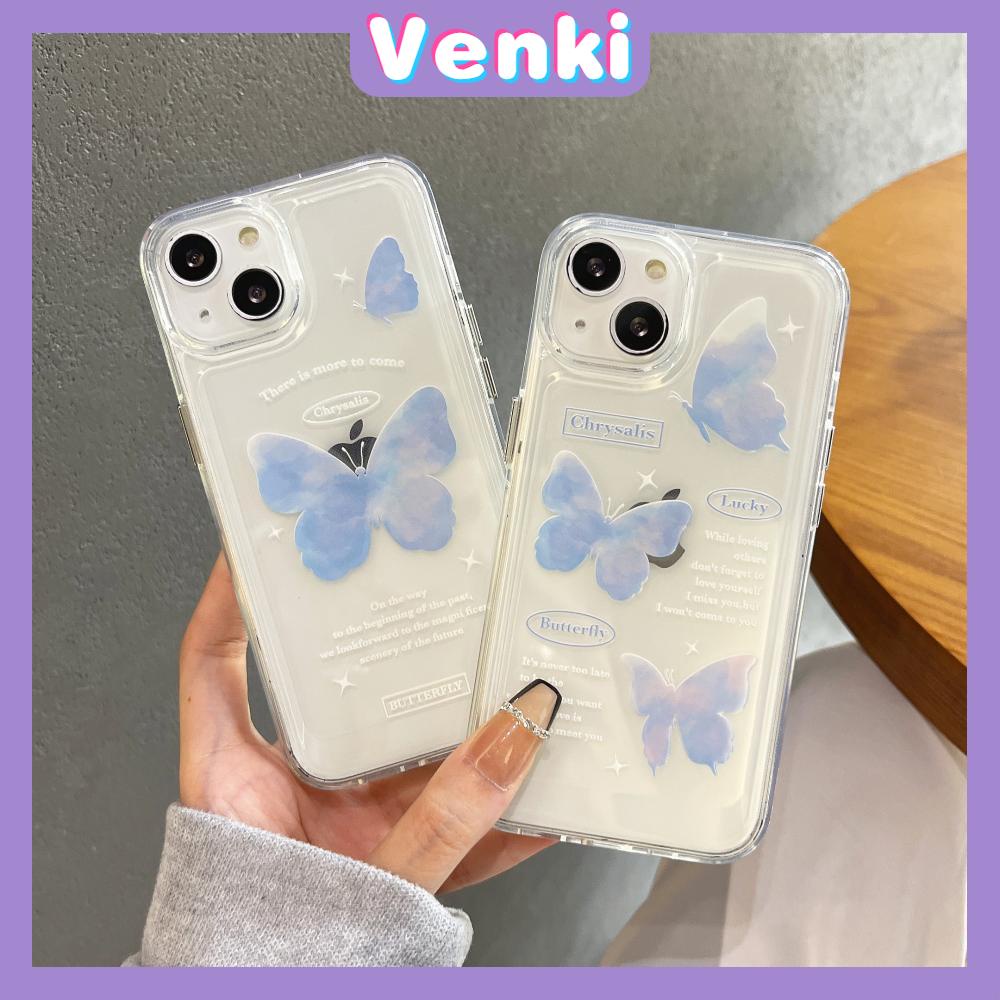 iPhone Case Clear Case Soft Thick TPU Shockproof Super Transparent Protection Camera Plating Button Blue Butterfly For iPhone 13 Pro Max iPhone 12 Pro Max iPhone 11 iPhone 7 Plus