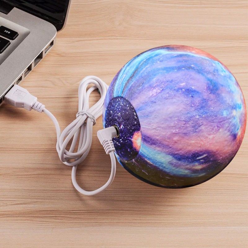 3D Print Colorful Starry Sky Lunar - Lampu Tidur Bentuk Planet - 10 cm