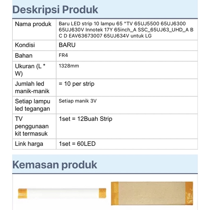 BACKLIGHT TV LED LG 65UJ632 65UJ652 65UJ632T 65UJ652T BL TV LG 65IN 65UJ 632 65 INC