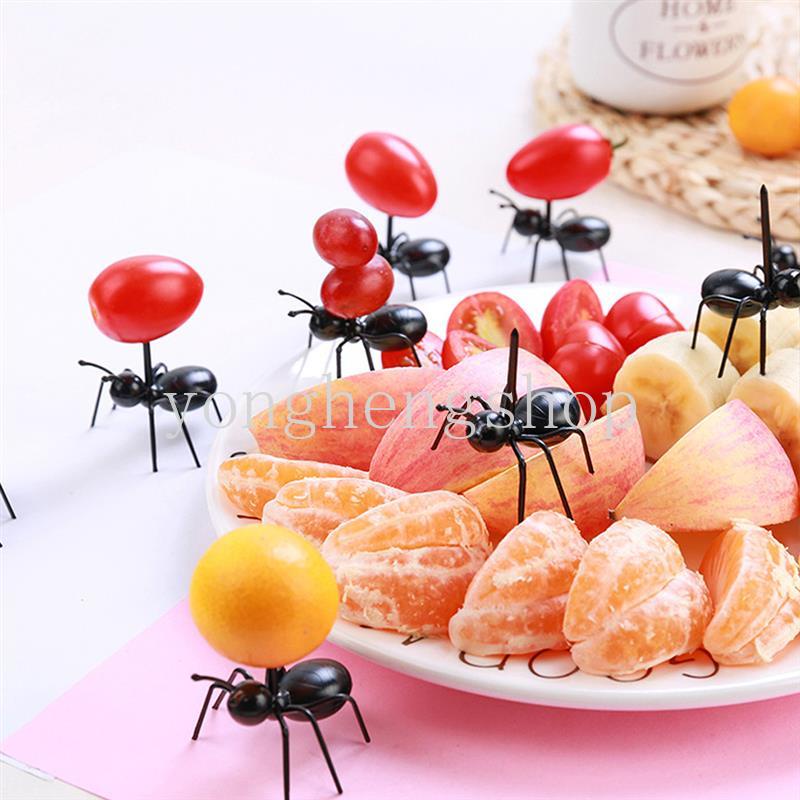 12pcs / set Garpu Buah / Dessert / Kue Bentuk Semut Mini Ramah Lingkungan Untuk Pesta / Dapur