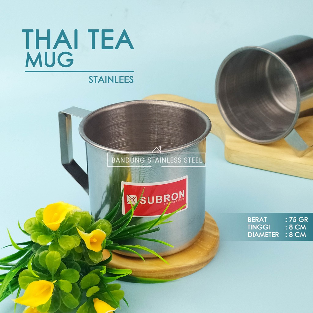 Thai tea Muk mug cangkir 8cm gelas stainless steel tebal murah elegan