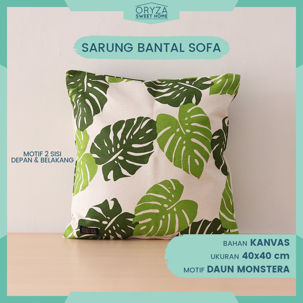 Sarung Bantal  Kursi  Sofa Motif Daun Monstera BeeCost