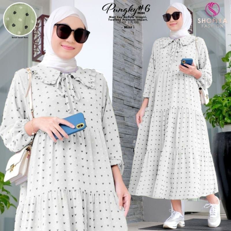 PUNGKY MIDI/DRESS MIDI KEKINIAN/MIDI DRESS TRENDY/MIDI DRESS REMAJA/MIDI DRESS TERMURAH