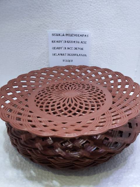 Piring Rotan Plastik Bulat Piring Lidi TEBAL ISI 1 LUSIN-1