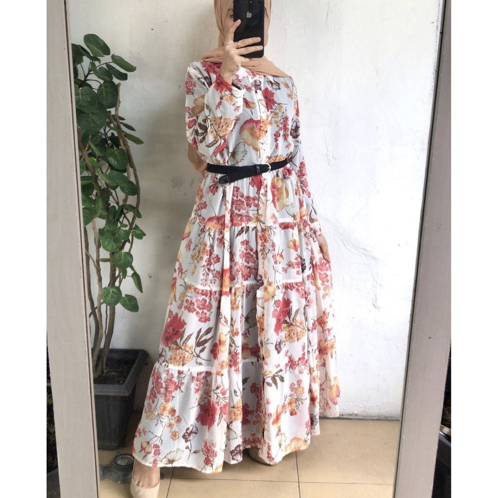 Long Outer Long Dress Gamis Zara Bunga Flower by DAZPROJECT