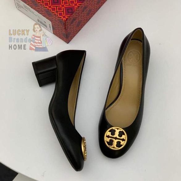 Sepatu TORY BURCH Shoes Janey Pump Shoes Wedges Black Leather ORIGINAL Termurah