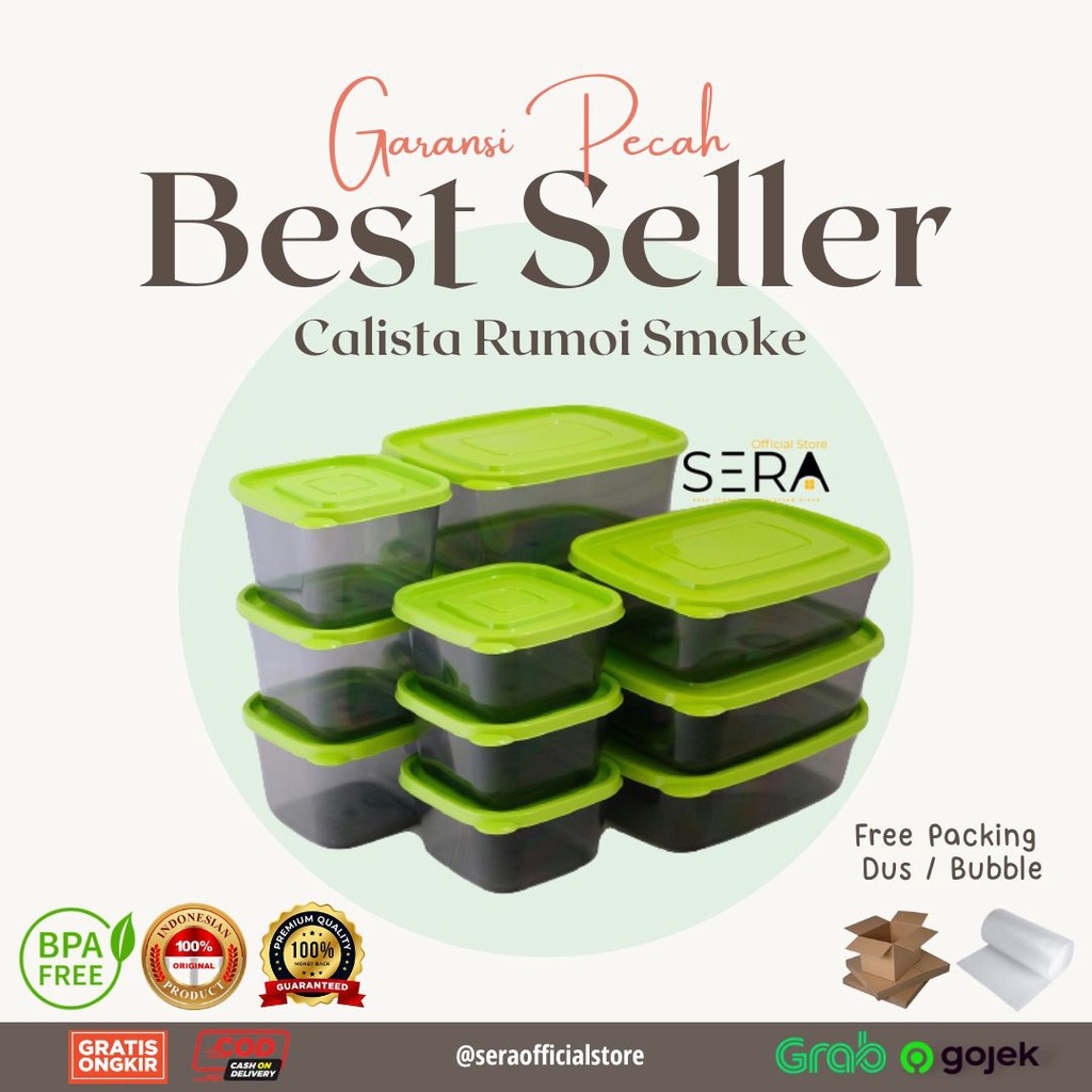FOOD CONTAINER CALISTA RUMOI SMOKE SET ISI 12 PCS-FOOD KONTAINER STORAGE PREPARATION MPASI LUNCH BOX