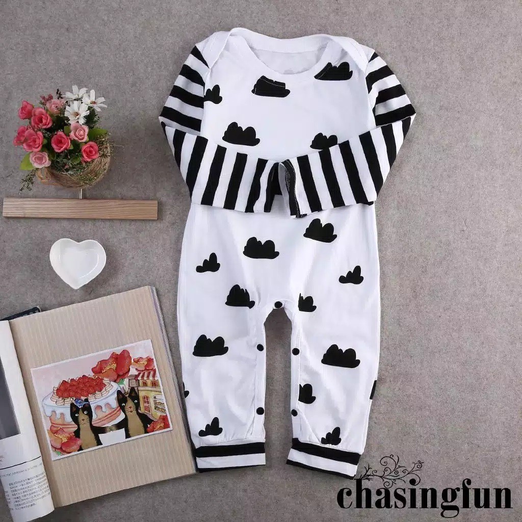 Romper SLEEPSUIT sz 70 80 90 100 Cloud Awan Cewek Cowok Kaki Terbuka jumper sleep suit piyama