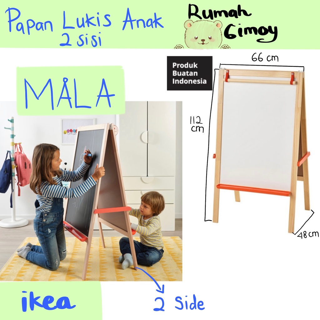 

Papan Tulis Lukis Blackboard Whiteboard Anak 2 Sisi Bolak Balik Spidol Kapur