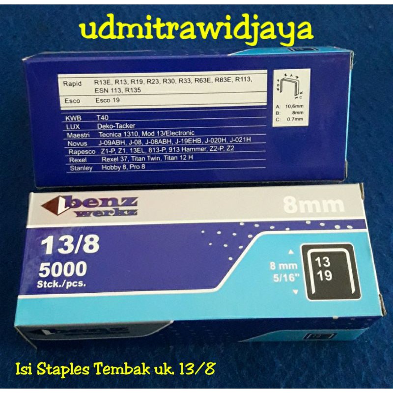 Isi Staples Tembak uk. 13/8 refill stapler gun 13/8 13.8 stepler jok motor staples sofa isi 5000 pcs