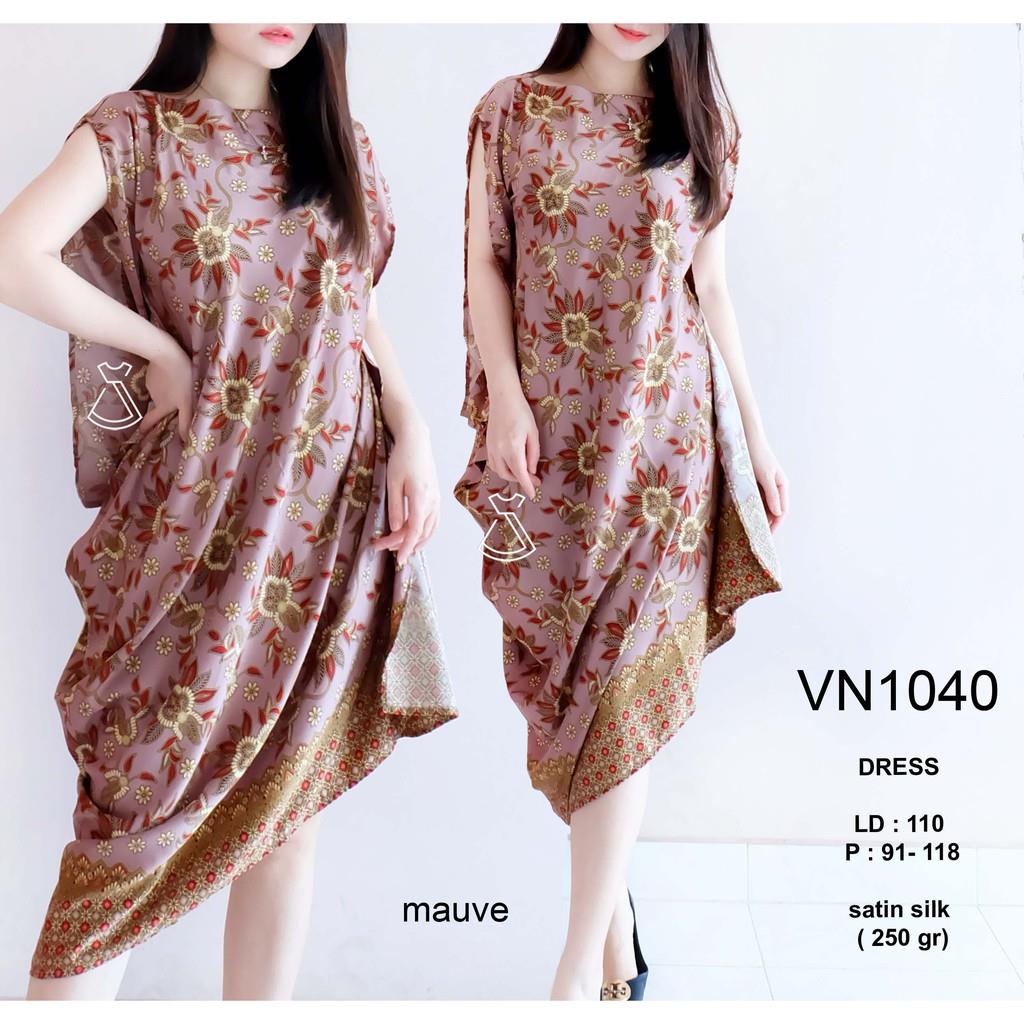 VN1040 - Dress Batik Kaftan Asimetris Best Seller