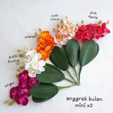 Anggrek Mini 2 Tangkai Artificial Daun Latex