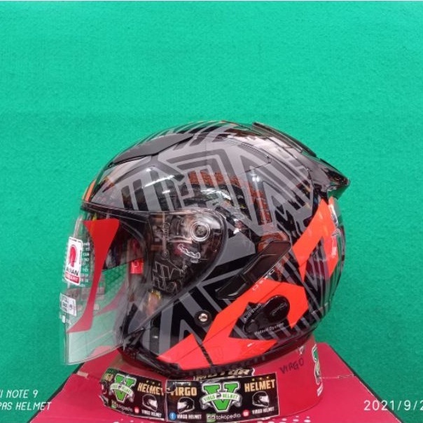 KYT HELM GALAXY SLIDE FLAT R|NEON GORILA GREY BLACK RED FLUO|SOLID FLAT VISOR