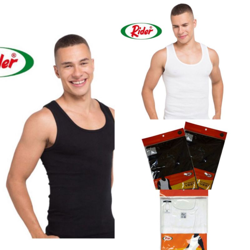 KAOS SINGLET RIDER HITAM PUTIH M L XL Rider Sport R224B Vest
