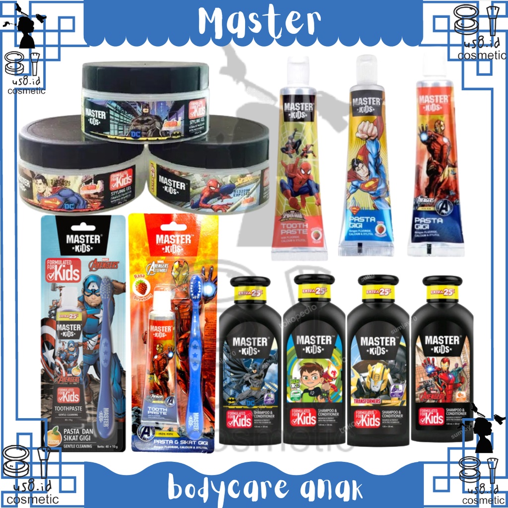 Master Kids || Master Kids Shampoo &amp; Conditioner 150ml / Styling Gel 75gr / Spray Cologne 100ml || Shampoo &amp; Conditioner 200ml 100ml || Master Kids Styling Gel 75gr || Master Kids Shower Gel 175 mL || Master Kids