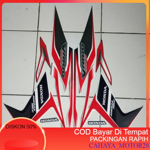 Sticker / Striping / Emblem / Decal motor Honda Vario Techno 110 2011 Putih Merah Terlaris / Murah