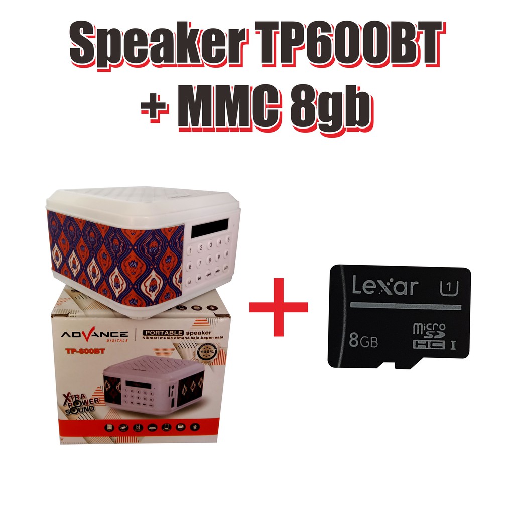 Speaker Portabel Tp600 Bluetooth + MMC Lexar 8gb Chip only