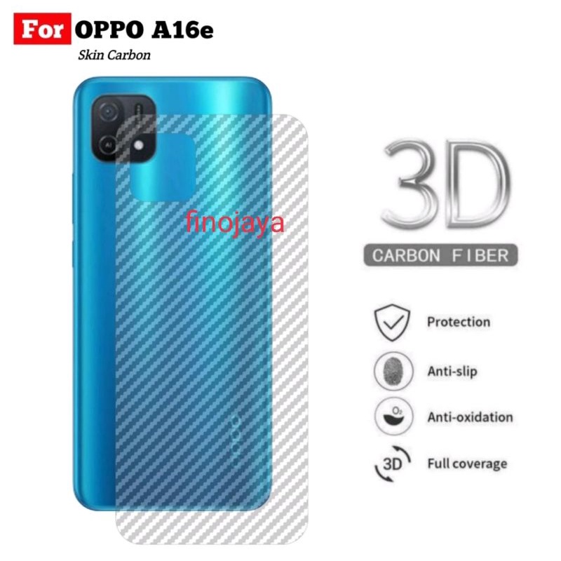 Skin Carbon Oppo A16K Garskin Anti gores belakang transparan