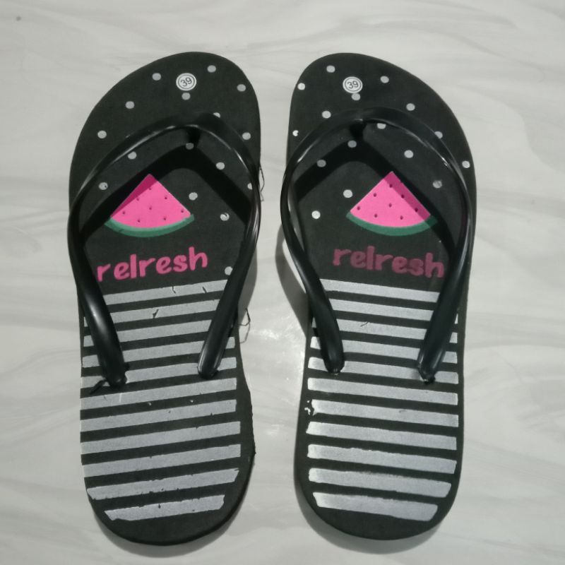 sandal jepit spon hitam semangka, sandal murah / sandal cewe