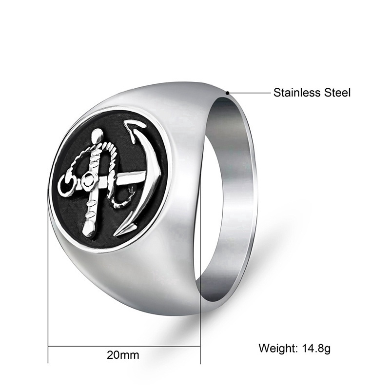 Fashion Jewelry Men's Stainless Steel Anchor Ring