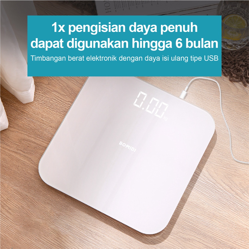 XIAOMI Mi Smart Body Scale 2 BOMIDI W1+ Timbangan Elektronik With USB Digital 180Kg Weight Body Scale Desain Unik LCD Display