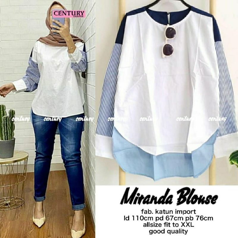 Miranda Blouse, BLOUSE WANITA SUPER CANTIK BAHAN KATUN IMPORT LD 112 TERMURAH KEKINIAN TERLARIS OOTD