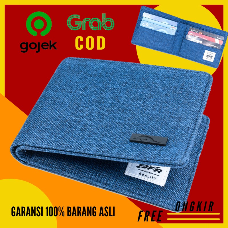 DOMPET LIPAT PRIA KULIT CANVAS COWOK LAKI LAKI KARTU ATM DAN UANG DOMPET KULIT PRIA ASLI TIPIS 60