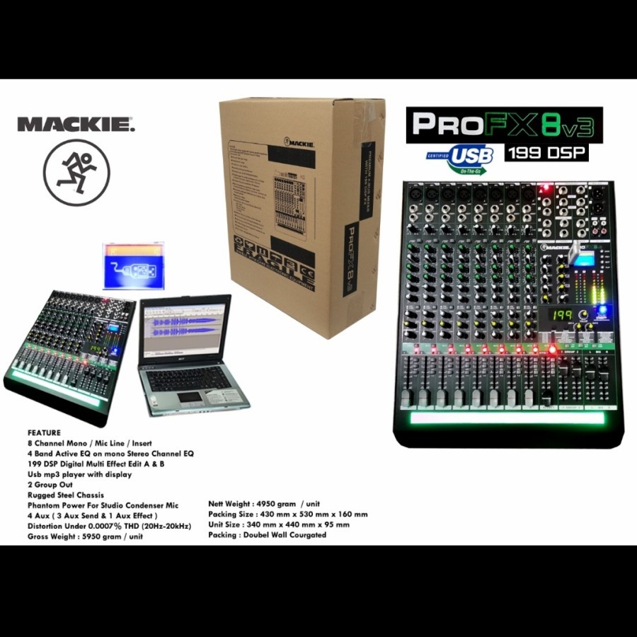 Mixer audio mackie pro fx8 v3 pro fx 8 v3 8CH usb soundcard