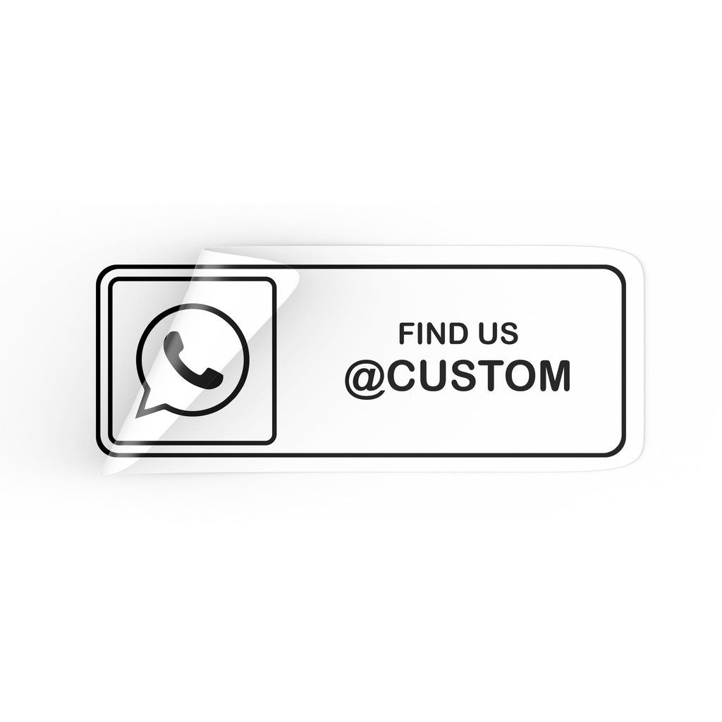 

Custom Sign Stiker Oracal 8x22 cm - Find Us Logo Whatsapp Dekorasi