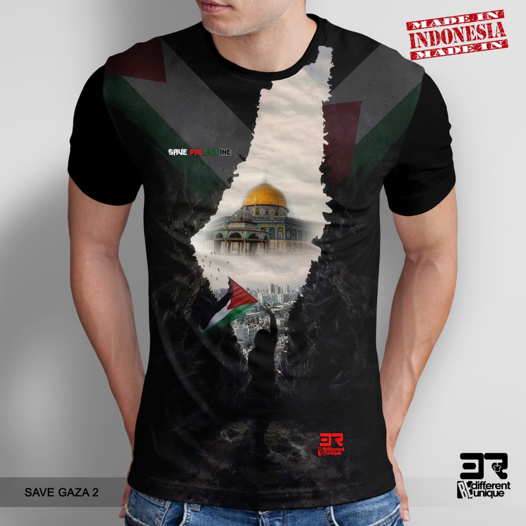 Baju Kaos / tshirt distro 3d palestine islamic fullprinting bahan full combad 24s original gambar Sa