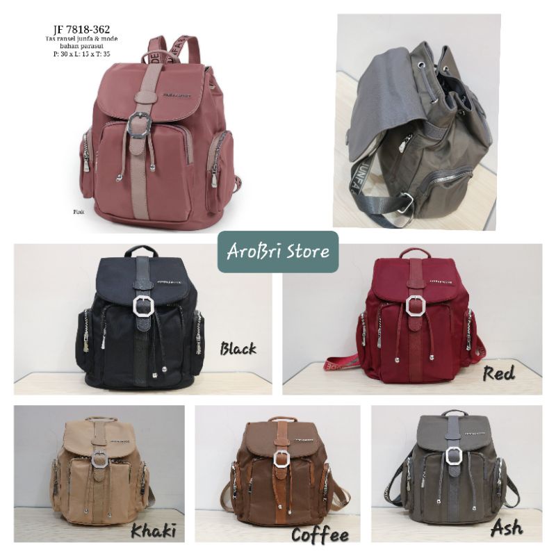 Tas Ransel model serut merk Junfa & Mode JF 7818 -362 berbahan parasut tebal