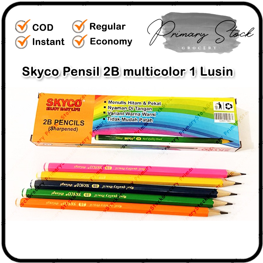 

Pensil 2B Pelangi Warna Warni Grosir Murah 1 Pack Pak 12 Pcs Skyco