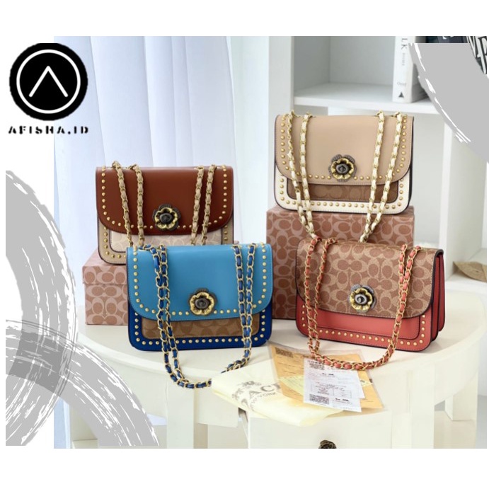 TAS WANITA SELEMPANG COACH PARKER SHOULDER BAG FREE BOX + FAKE BILL